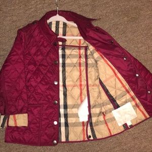 Beautiful Magenta Burberry Quilted Jacket (Girls)